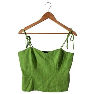 Old Navy‎ Crop Top Smocked Back Womens M Green Sweetheart Neckline BOHO Cottage